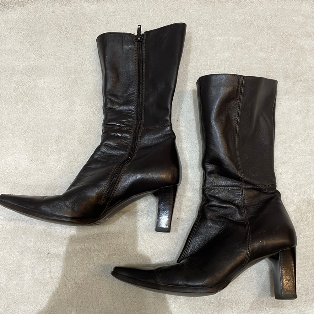 Brown Leather Boots by Town Shoes
